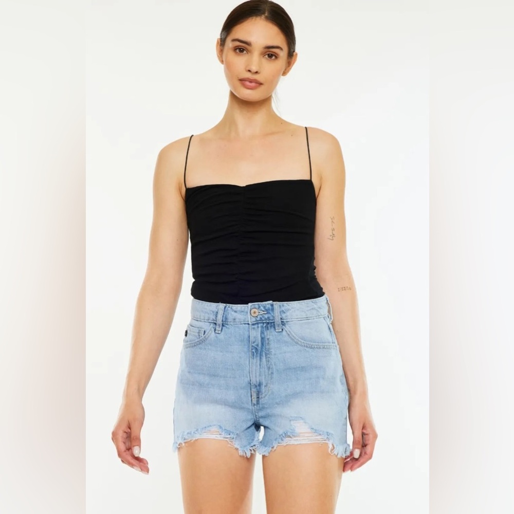 NWT Kancan Raw Hem Distressed High Waist Denim Shorts